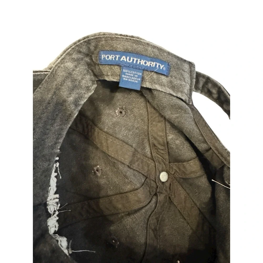 Port Authority Graphic Baseball Cap Gray  OSFM Strapback Logo Stone Washed